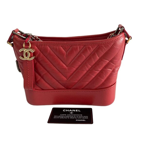 Chanel Aged Calfskin Gabrielle Hobo Small Red GHW - Picture 1 of 11